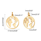 201 Stainless Steel Pendants, Ring with Map, Golden, 20x17.5x1mm, Hole: 3mm, 5pcs/Set