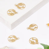 201 Stainless Steel Pendants, Ring with Map, Golden, 20x17.5x1mm, Hole: 3mm, 5pcs/Set