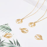 201 Stainless Steel Pendants, Ring with Map, Golden, 20x17.5x1mm, Hole: 3mm, 5pcs/Set
