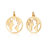 201 Stainless Steel Pendants, Ring with Map, Golden, 20x17.5x1mm, Hole: 3mm, 5pcs/Set