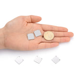 Tarnish Resistant 201 Stainless Steel Pendants, Manual Polishing, Square, Stainless Steel Color, 16x16x1mm, Hole: 1mm, 5pc/Set