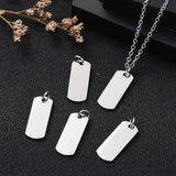 201 Stainless Steel Pendants, Manual Polishing, Rectangle, Stamping Blank Tag, Stainless Steel Color, 20x8x1mm, Hole: 3.5mm, 5pcs/Set