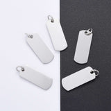 201 Stainless Steel Pendants, Manual Polishing, Rectangle, Stamping Blank Tag, Stainless Steel Color, 20x8x1mm, Hole: 3.5mm, 5pcs/Set