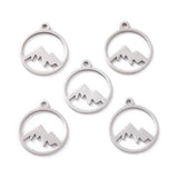 201 Stainless Steel Laser Cut Pendants, Mountain, Stainless Steel Color, 17x14.5x1mm, Hole: 1.5mm, 5pcs/Set