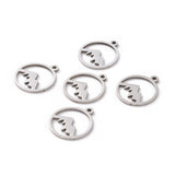 201 Stainless Steel Laser Cut Pendants, Mountain, Stainless Steel Color, 17x14.5x1mm, Hole: 1.5mm, 5pcs/Set