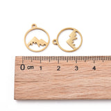 201 Stainless Steel Laser Cut Pendants, Mountain, Golden, 17x14.5x1mm, Hole: 1.5mm, 5pcs/Set