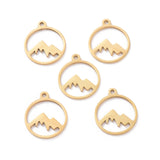 201 Stainless Steel Laser Cut Pendants, Mountain, Golden, 17x14.5x1mm, Hole: 1.5mm, 5pcs/Set