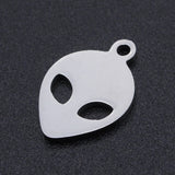 Non-Tarnish 201 Stainless Steel Laser Cut Pendants, ET, Stainless Steel Color, 15x10x1mm, Hole: 1.5mm, 5pc/Set