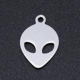 Non-Tarnish 201 Stainless Steel Laser Cut Pendants, ET, Stainless Steel Color, 15x10x1mm, Hole: 1.5mm, 5pc/Set