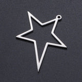 Non-Tarnish 201 Stainless Steel Laser Cut Pendants, Star, Stainless Steel Color, 33x30x1mm, Hole: 1.5mm, 5pc/Set
