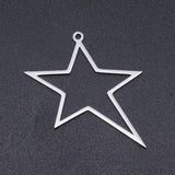 Non-Tarnish 201 Stainless Steel Laser Cut Pendants, Star, Stainless Steel Color, 33x30x1mm, Hole: 1.5mm, 5pc/Set