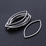 201 Stainless Steel Linking Rings, Laser Cut, Horse Eye, Stainless Steel Color, 27x13x1mm, Inner Diameter: 24x11mm, 10pcs/Set