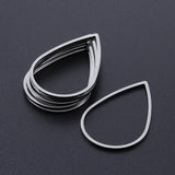 201 Stainless Steel Linking Rings, Laser Cut, Teardrop, Stainless Steel Color, 26x17x1mm, Inner Size: 23.5x15mm, 10pcs/Set