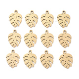 Ion Plating(IP) 304 Stainless Steel Charms, Tropical Leaf Charms, Monstera Leaf, Golden, 13x9x1mm, Hole: 1mm, 50pc/Set