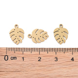 Ion Plating(IP) 304 Stainless Steel Charms, Tropical Leaf Charms, Monstera Leaf, Golden, 13x9x1mm, Hole: 1mm, 50pc/Set