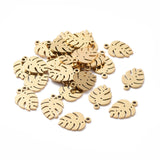 Ion Plating(IP) 304 Stainless Steel Charms, Tropical Leaf Charms, Monstera Leaf, Golden, 13x9x1mm, Hole: 1mm, 50pc/Set