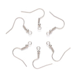 304 Stainless Steel Earring Hooks, Ear Wire, with Horizontal Loop, Stainless Steel Color, 20~22x22mm, Hole: 2mm, 21 Gauge, Pin: 0.7mm, 200pcs/Set