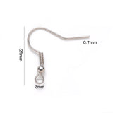 304 Stainless Steel Earring Hooks, Ear Wire, with Horizontal Loop, Stainless Steel Color, 20~22x22mm, Hole: 2mm, 21 Gauge, Pin: 0.7mm, 200pcs/Set