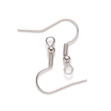 304 Stainless Steel Earring Hooks, Ear Wire, with Horizontal Loop, Stainless Steel Color, 20~22x22mm, Hole: 2mm, 21 Gauge, Pin: 0.7mm, 200pcs/Set