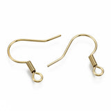 304 Stainless Steel Earring Hooks, Ear Wire, with Horizontal Loop, Cadmium Free & Nickel Free & Lead Free, Golden, 17~19x19mm, Hole: 2mm, 21 Gauge, Pin: 0.7mm, 200pc/Set