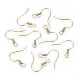 304 Stainless Steel Earring Hooks, Ear Wire, with Horizontal Loop, Cadmium Free & Nickel Free & Lead Free, Golden, 17~19x19mm, Hole: 2mm, 21 Gauge, Pin: 0.7mm, 200pc/Set