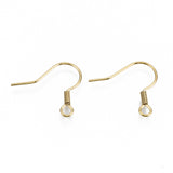 304 Stainless Steel Earring Hooks, Ear Wire, with Horizontal Loop, Cadmium Free & Nickel Free & Lead Free, Golden, 17~19x19mm, Hole: 2mm, 21 Gauge, Pin: 0.7mm, 200pc/Set