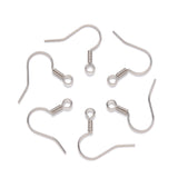 304 Stainless Steel Earring Hooks, Ear Wire, with Horizontal Loop, Stainless Steel Color, 17~19x19mm, Hole: 2mm, 21 Gauge, Pin: 0.7mm, 200pcs/Set