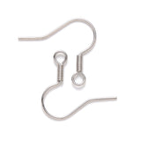 304 Stainless Steel Earring Hooks, Ear Wire, with Horizontal Loop, Stainless Steel Color, 17~19x19mm, Hole: 2mm, 21 Gauge, Pin: 0.7mm, 200pcs/Set