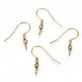 304 Stainless Steel Earring Hooks, Ear Wire, with Vertical Loop, Real 18K Gold Plated, 19~21x18mm, Hole: 2.5mm, 21 Gauge, Pin: 0.7mm, 200pc/Set