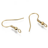 304 Stainless Steel Earring Hooks, Ear Wire, with Vertical Loop, Real 18K Gold Plated, 19~21x18mm, Hole: 2.5mm, 21 Gauge, Pin: 0.7mm, 200pc/Set