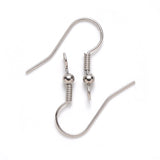 304 Stainless Steel Earring Hooks, Ear Wire, with Vertical Loop, Stainless Steel Color, 19~21x18mm, Hole: 2.5mm, 21 Gauge, Pin: 0.7mm, 200pcs/Set