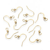 304 Stainless Steel French Earring Hooks, Flat Earring Hooks, Ear Wire, with Horizontal Loop, Real 18K Gold Plated, 15~17x18mm, Hole: 2mm, 21 Gauge, Pin: 0.7mm, 200pc/Set