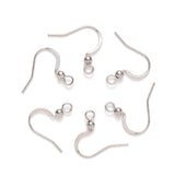 304 Stainless Steel French Earring Hooks, Flat Earring Hooks, Ear Wire, with Horizontal Loop, Stainless Steel Color, 15~17x18mm, Hole: 2mm, 21 Gauge, Pin: 0.7mm, 200pcs/Set