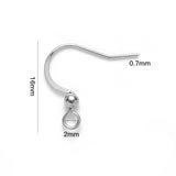304 Stainless Steel French Earring Hooks, Flat Earring Hooks, Ear Wire, with Horizontal Loop, Stainless Steel Color, 15~17x18mm, Hole: 2mm, 21 Gauge, Pin: 0.7mm, 200pcs/Set