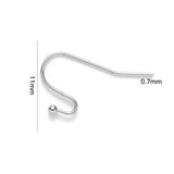 Non-Tarnish 304 Stainless Steel Earring Hooks, Ear Wire, Stainless Steel Color, 11x21mm, 21 Gauge, Pin: 0.7mm, 200pc/Set