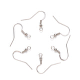 Tarnish Resistant 304 Stainless Steel French Earring Hooks, Flat Earring Hooks, Ear Wire, with Horizontal Loop, Stainless Steel Color, 18~20x21mm, Hole: 2.5mm, 21 Gauge, Pin: 0.7mm, 200pc/Set