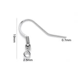 Tarnish Resistant 304 Stainless Steel French Earring Hooks, Flat Earring Hooks, Ear Wire, with Horizontal Loop, Stainless Steel Color, 18~20x21mm, Hole: 2.5mm, 21 Gauge, Pin: 0.7mm, 200pc/Set