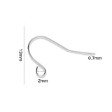 304 Stainless Steel Earring Hooks, Ear Wire, with Horizontal Loop, Stainless Steel Color, 13x22mm, Hole: 2mm, 21 Gauge, Pin: 0.7mm, 200pcs/Set