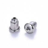 Non-Tarnish 304 Stainless Steel Bullet Ear Nuts, Earring Backs, Stainless Steel Color, 5.5x5.5x4.5mm, Hole: 1.2mm, 200pc/Set