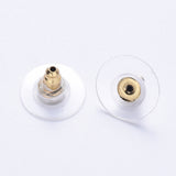 304 Stainless Steel Bullet Clutch Earring Backs, with Silicone Pads, Earring Nuts, Golden, 11.5x11.5x7mm, Hole: 1.2mm, 200pc/Set