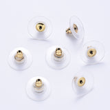 304 Stainless Steel Bullet Clutch Earring Backs, with Silicone Pads, Earring Nuts, Golden, 11.5x11.5x7mm, Hole: 1.2mm, 200pc/Set