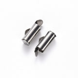 Tarnish Resistant 304 Stainless Steel Slide On End Clasp Tubes, Slider End Caps, Stainless Steel Color, 6x10x4mm, Hole: 3x1.5mm, Inner Diameter: 3mm, 100pc/Set