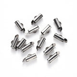 Tarnish Resistant 304 Stainless Steel Slide On End Clasp Tubes, Slider End Caps, Stainless Steel Color, 6x10x4mm, Hole: 3x1.5mm, Inner Diameter: 3mm, 100pc/Set