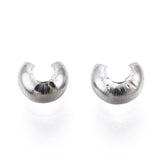 304 Stainless Steel Crimp Beads Covers, Stainless Steel Color, 3.5x4mm, Hole: 1.4mm, 200pcs/Set