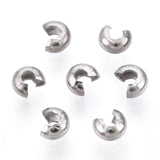 304 Stainless Steel Crimp Beads Covers, Stainless Steel Color, 3.5x4mm, Hole: 1.4mm, 200pcs/Set