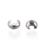 304 Stainless Steel Crimp Beads Covers, Stainless Steel Color, 3.5x4mm, Hole: 1.4mm, 200pcs/Set