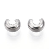 Non-Tarnish 304 Stainless Steel Crimp Beads Covers, Stainless Steel Color, 5.5x4.5mm, Hole: 1.6mm, 200pc/Set