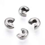 Non-Tarnish 304 Stainless Steel Crimp Beads Covers, Stainless Steel Color, 5.5x4.5mm, Hole: 1.6mm, 200pc/Set