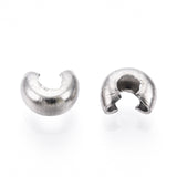 Non-Tarnish 304 Stainless Steel Crimp Beads Covers, Stainless Steel Color, 5.5x4.5mm, Hole: 1.6mm, 200pc/Set