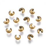 304 Stainless Steel Crimp Beads Covers, PVD Vacuum Plating, Golden, 4x3.5x2.5mm, Hole: 1.4mm, 100pc/Set